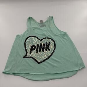 PINK Victoria’s Secret Bling Y2K Teal Sequin Tank Top Women’s Small